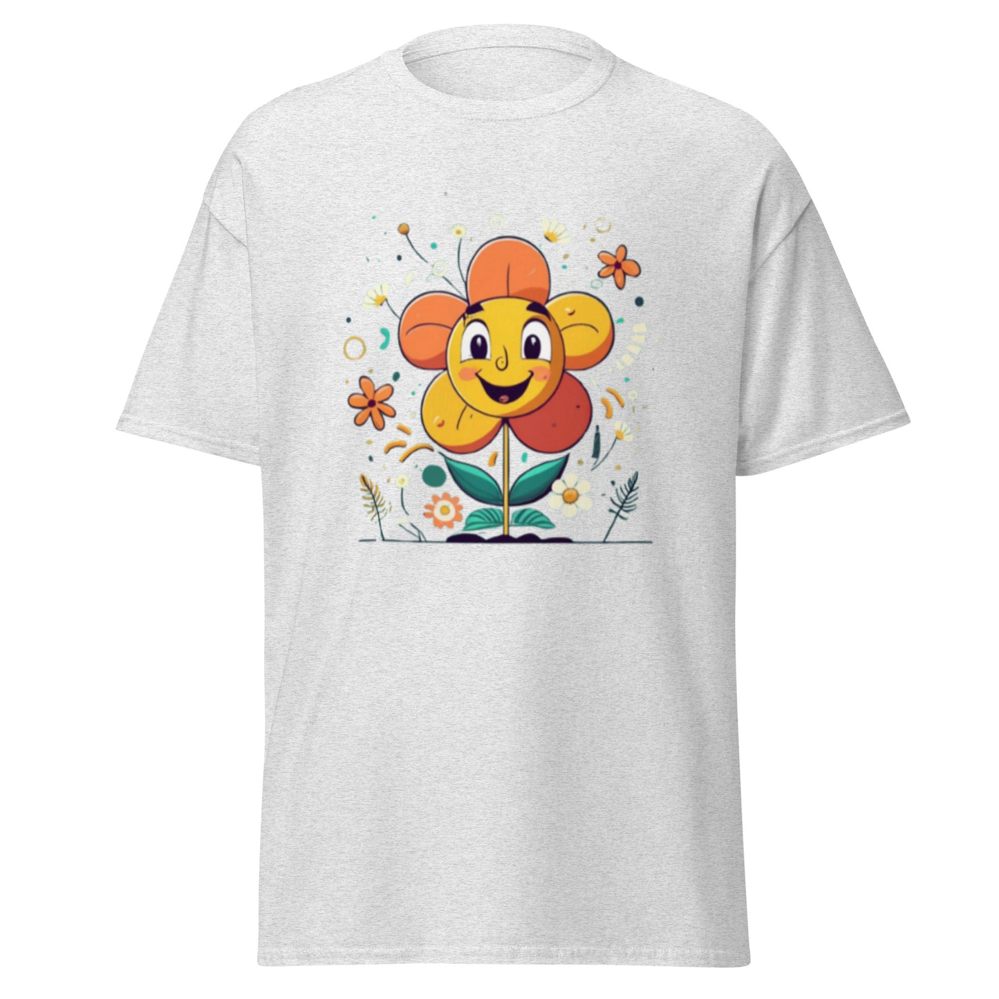 Spread Joy with our Cartoon Happy Flower T-shirt!