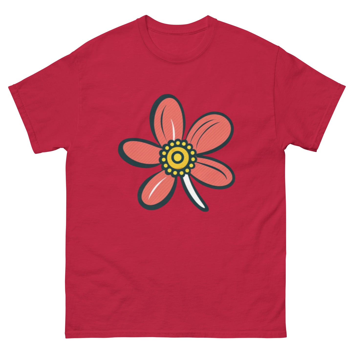 Cute Little Flower With Red Leaves T-shirt | Unique floral pattern