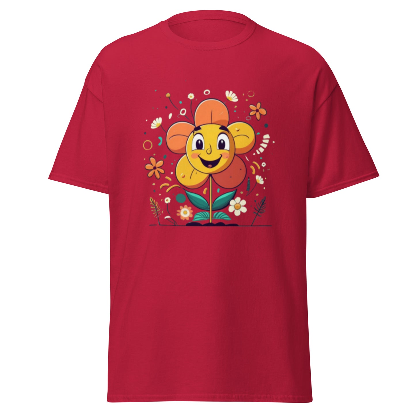 Spread Joy with our Cartoon Happy Flower T-shirt!