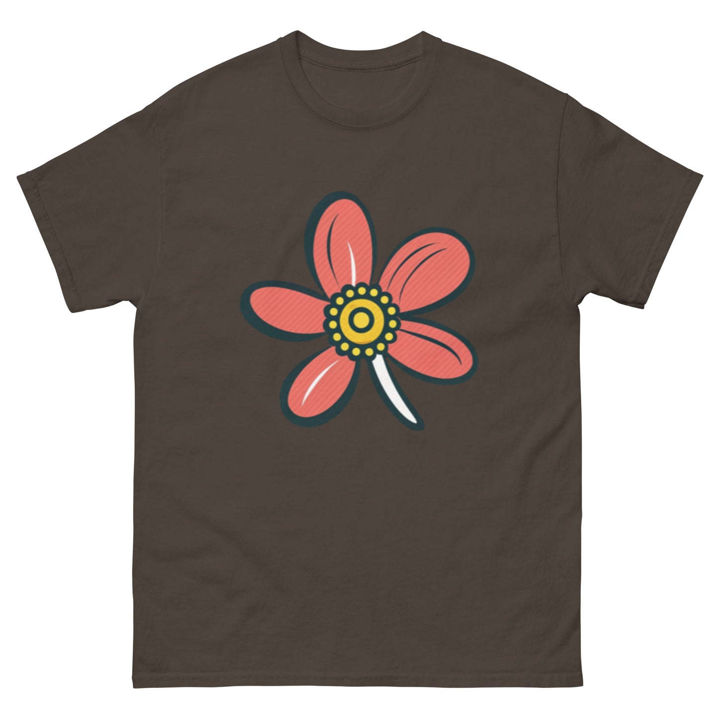 Cute Little Flower With Red Leaves T-shirt | Unique floral pattern