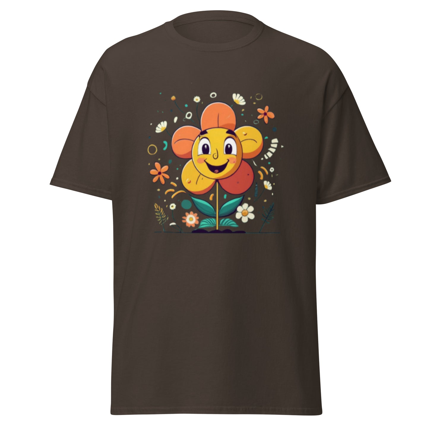 Spread Joy with our Cartoon Happy Flower T-shirt!