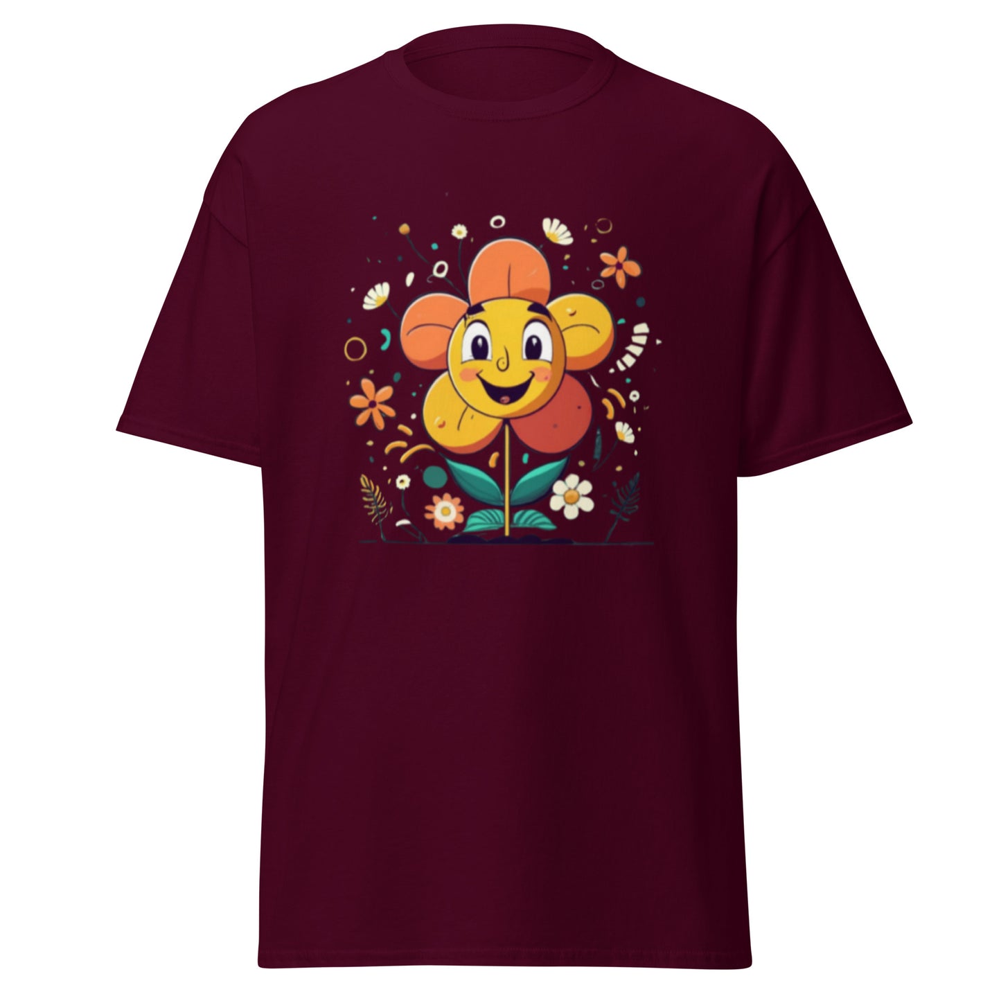 Spread Joy with our Cartoon Happy Flower T-shirt!