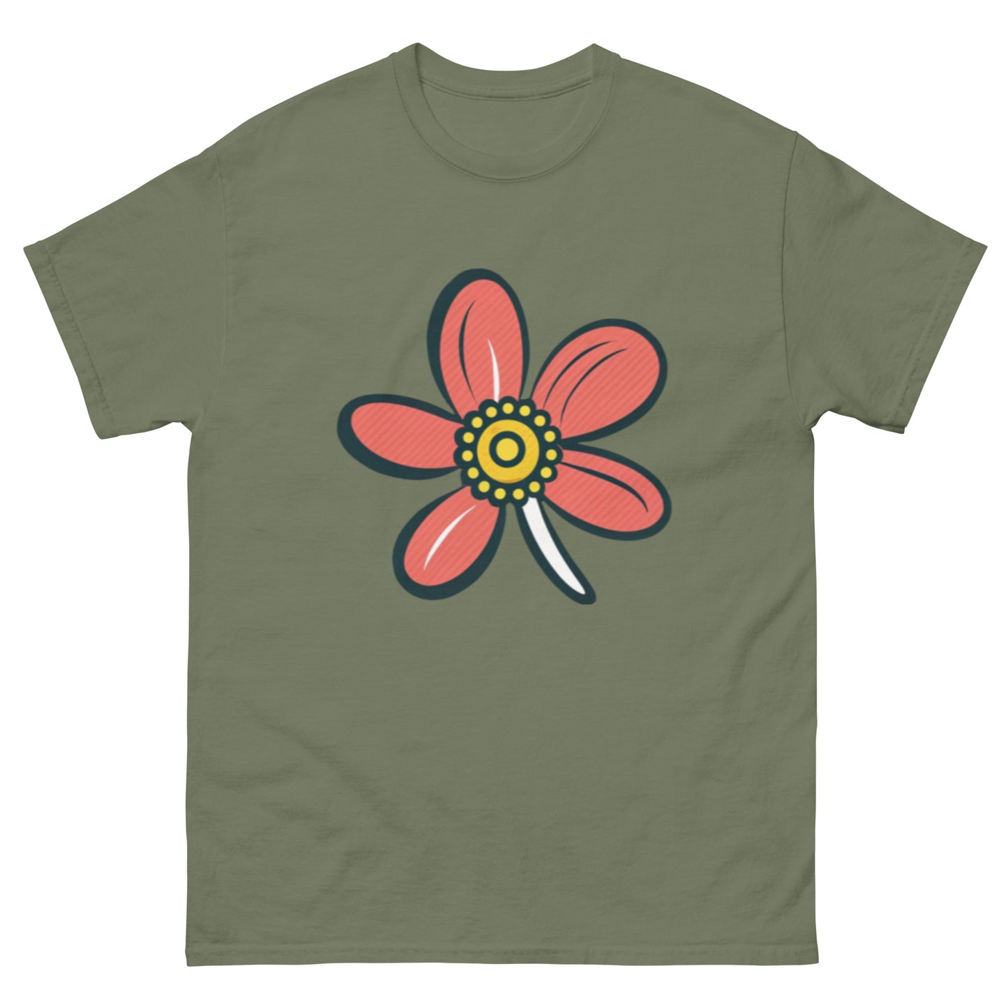 Cute Little Flower With Red Leaves T-shirt | Unique floral pattern