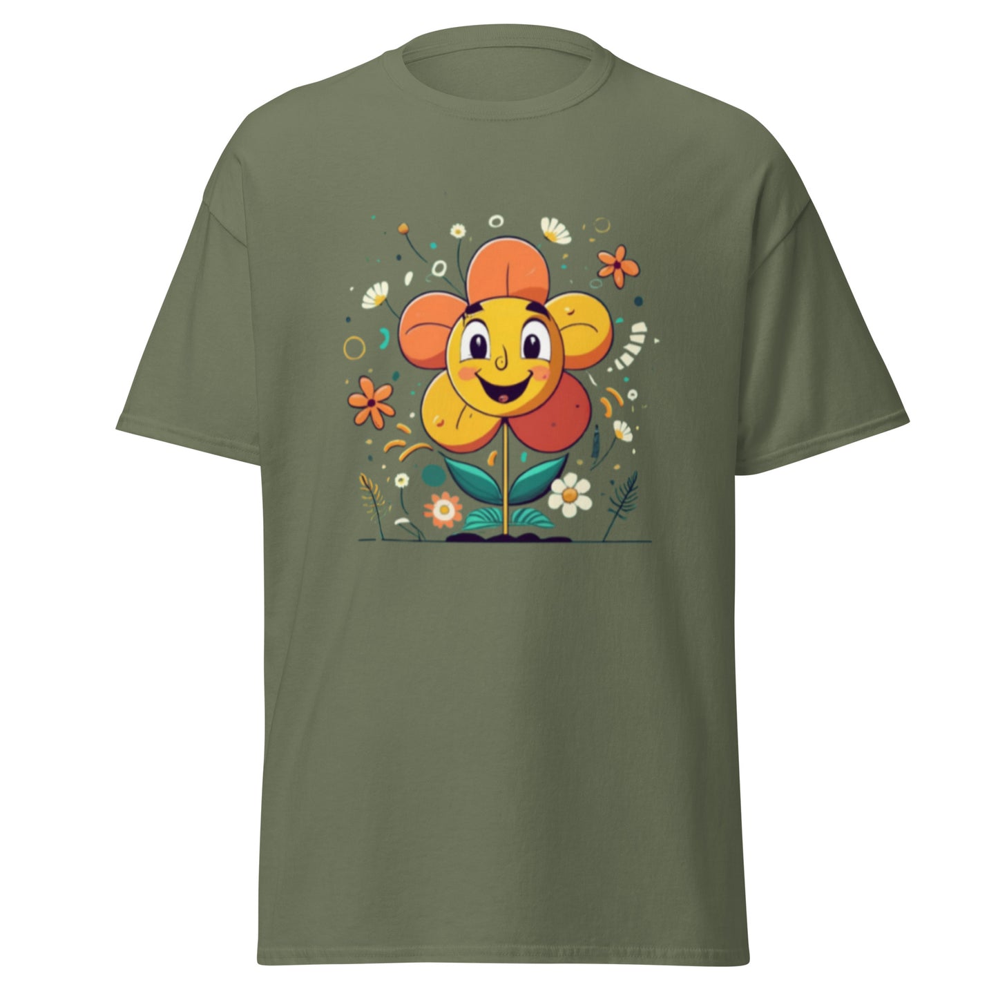 Spread Joy with our Cartoon Happy Flower T-shirt!