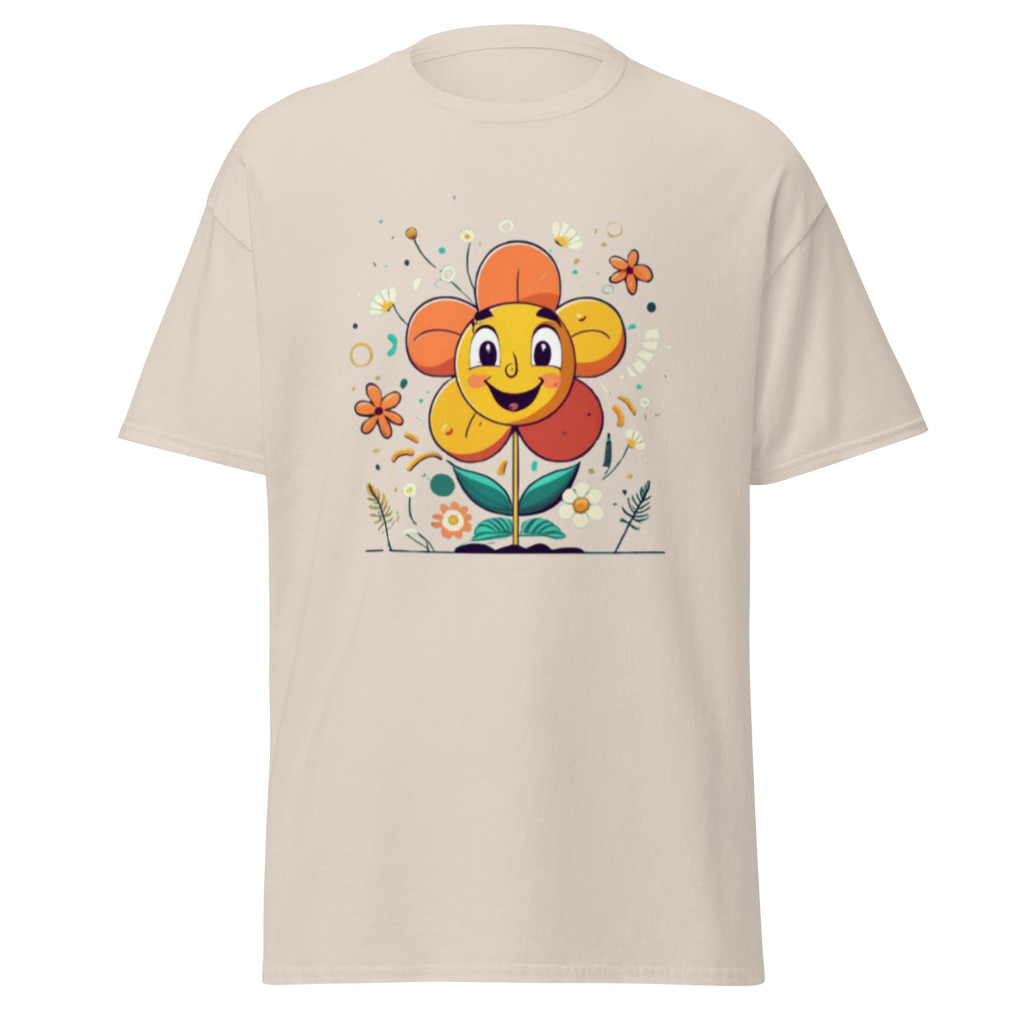 Spread Joy with our Cartoon Happy Flower T-shirt!