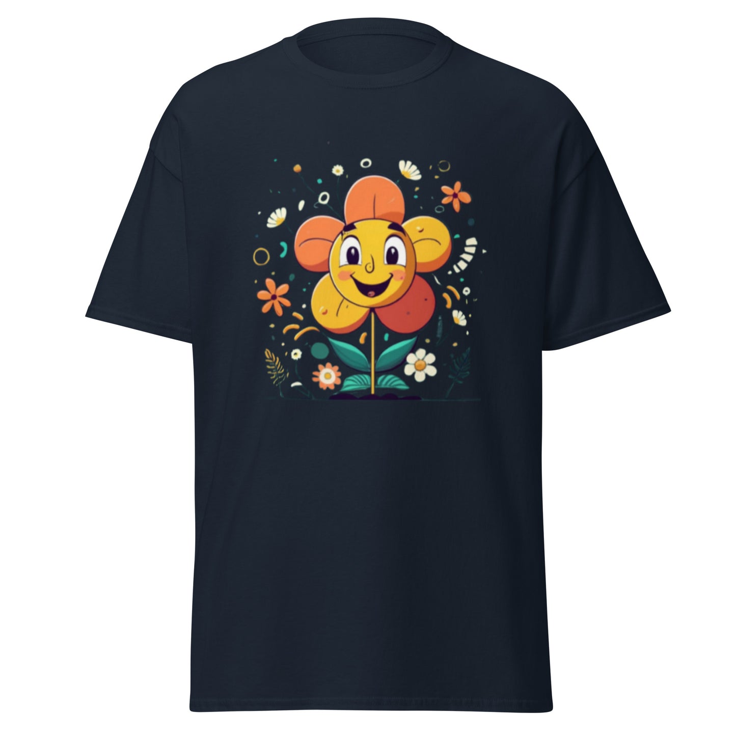 Spread Joy with our Cartoon Happy Flower T-shirt!