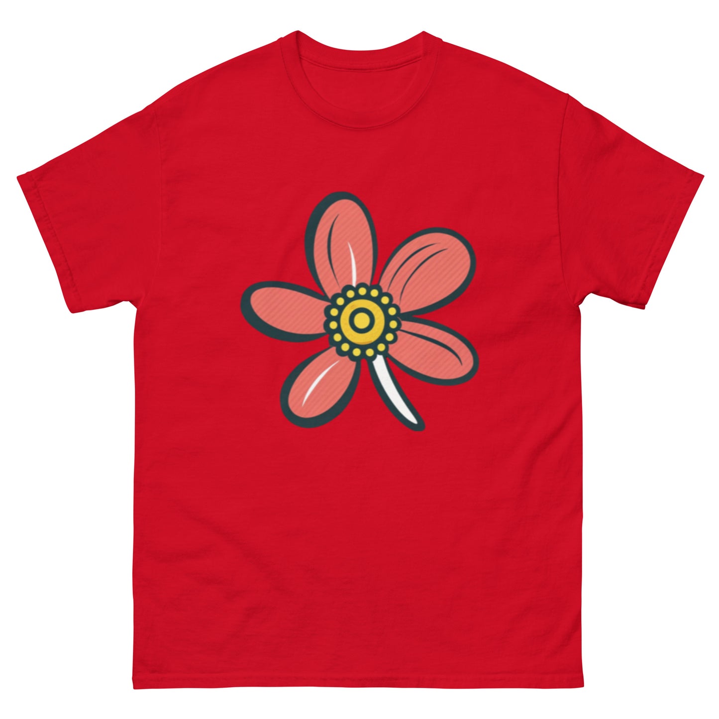 Cute Little Flower With Red Leaves T-shirt | Unique floral pattern