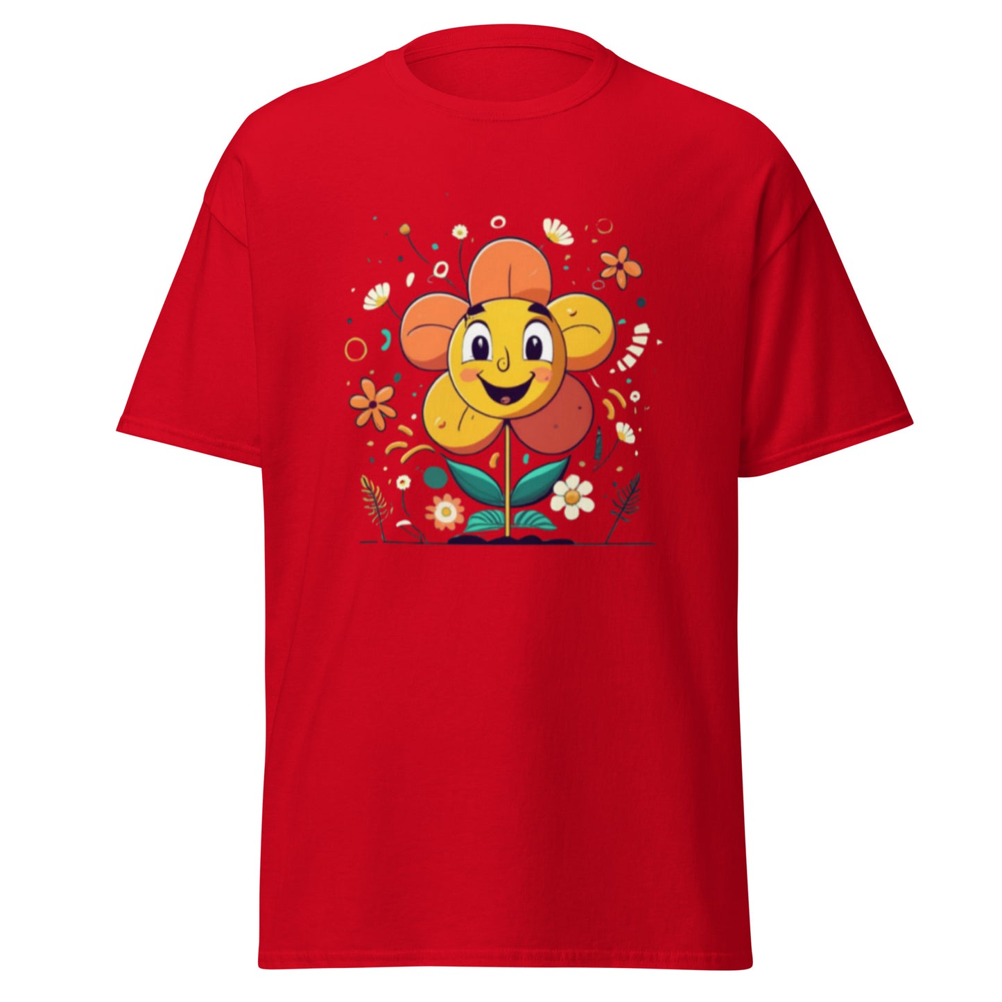Spread Joy with our Cartoon Happy Flower T-shirt!