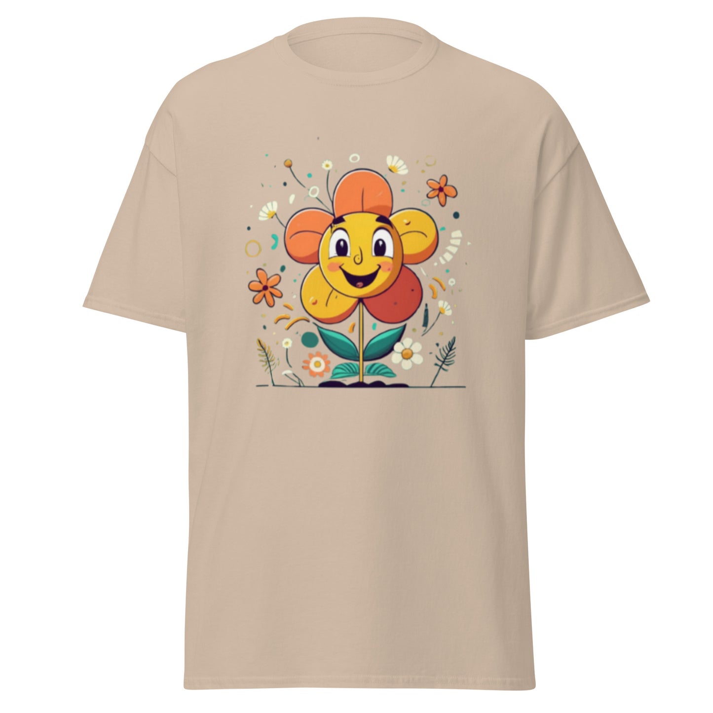 Spread Joy with our Cartoon Happy Flower T-shirt!