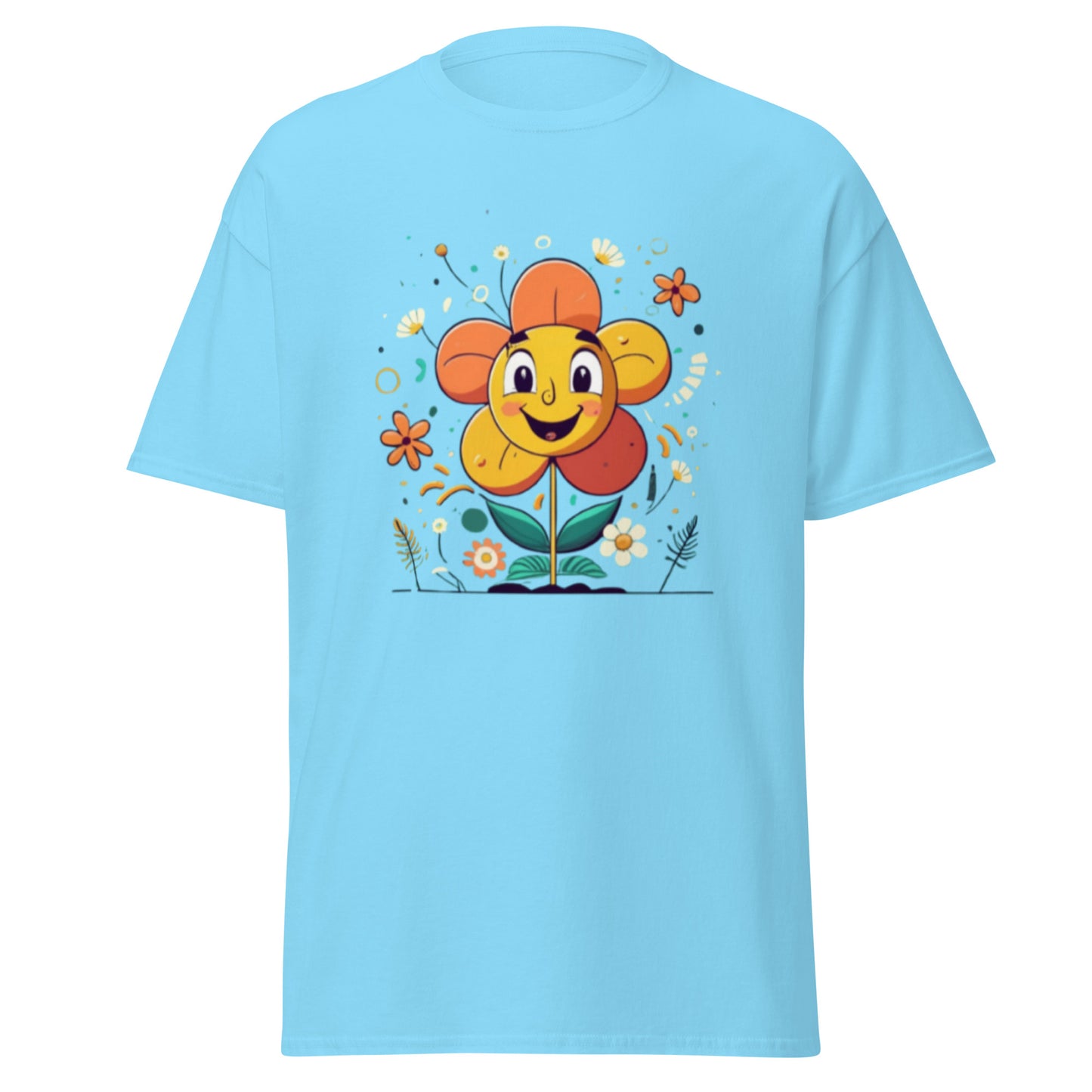 Spread Joy with our Cartoon Happy Flower T-shirt!