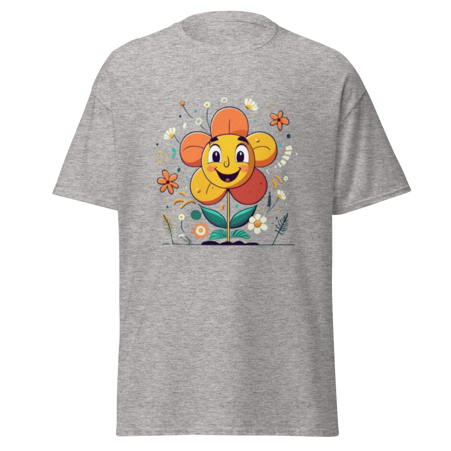 Spread Joy with our Cartoon Happy Flower T-shirt!