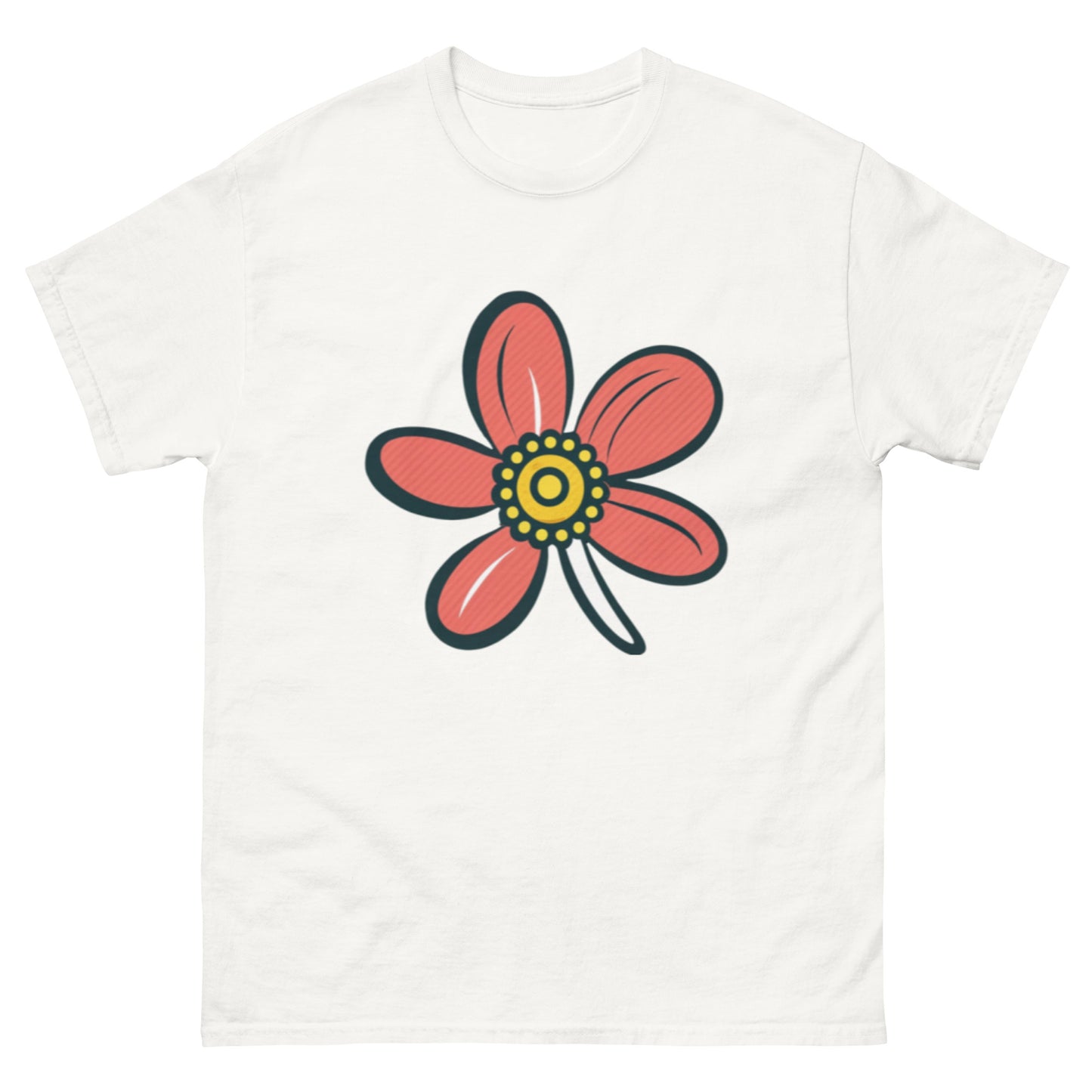 Cute Little Flower With Red Leaves T-shirt | Unique floral pattern