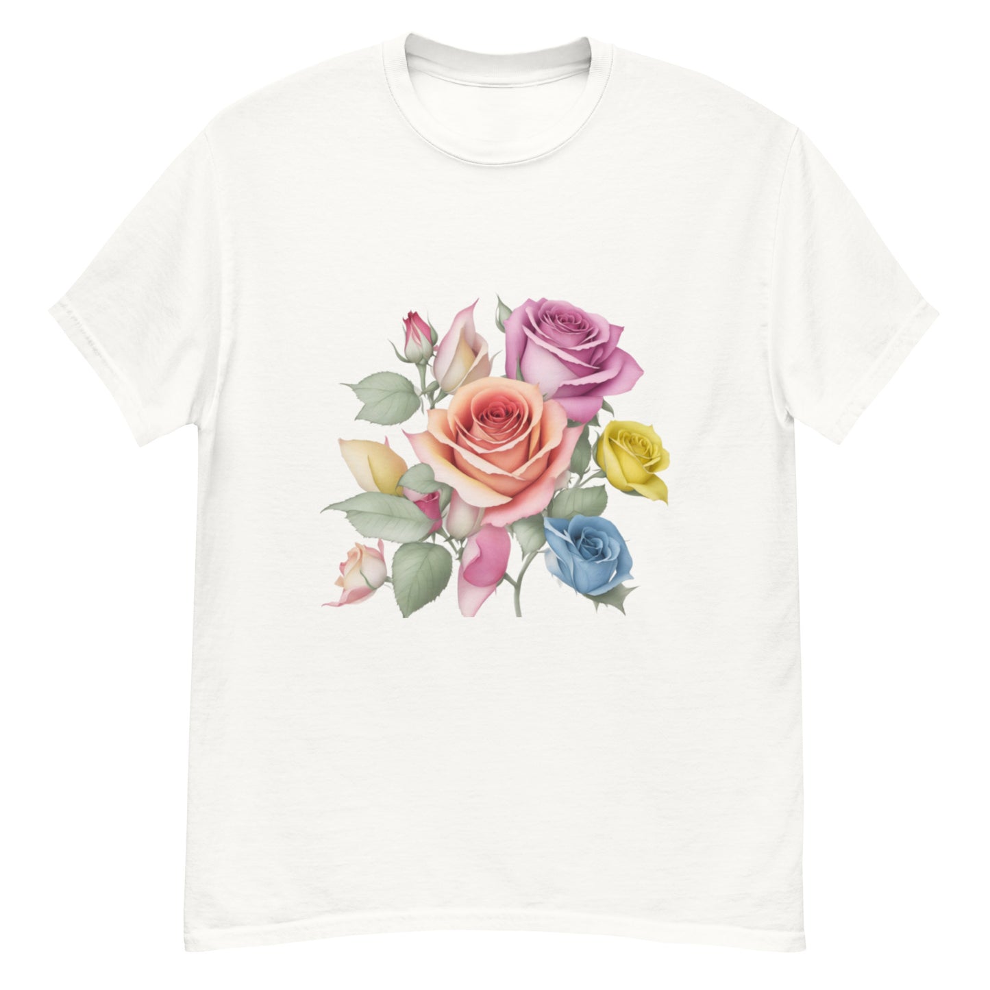 Elegant T-shirt with rose motif - Bloom Every Day