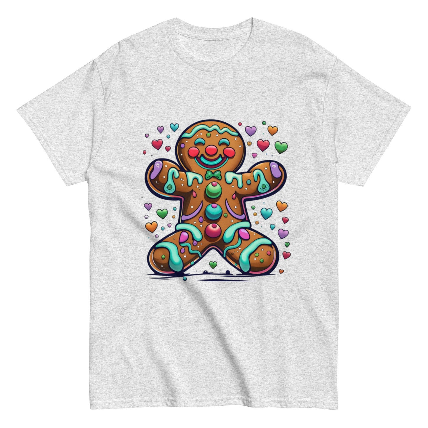 T-shirt Happy Gingerbread Man and Colorful Hearts