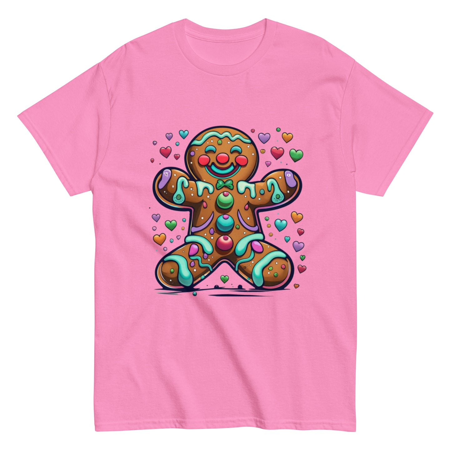 T-shirt Happy Gingerbread Man and Colorful Hearts