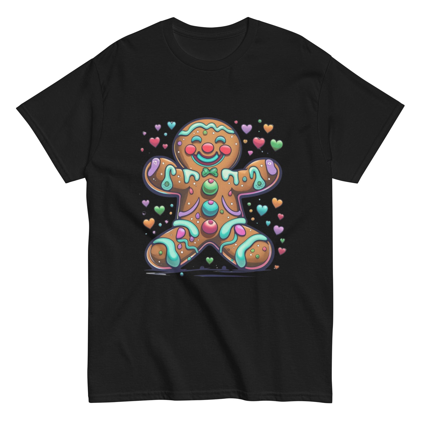 T-shirt Happy Gingerbread Man and Colorful Hearts