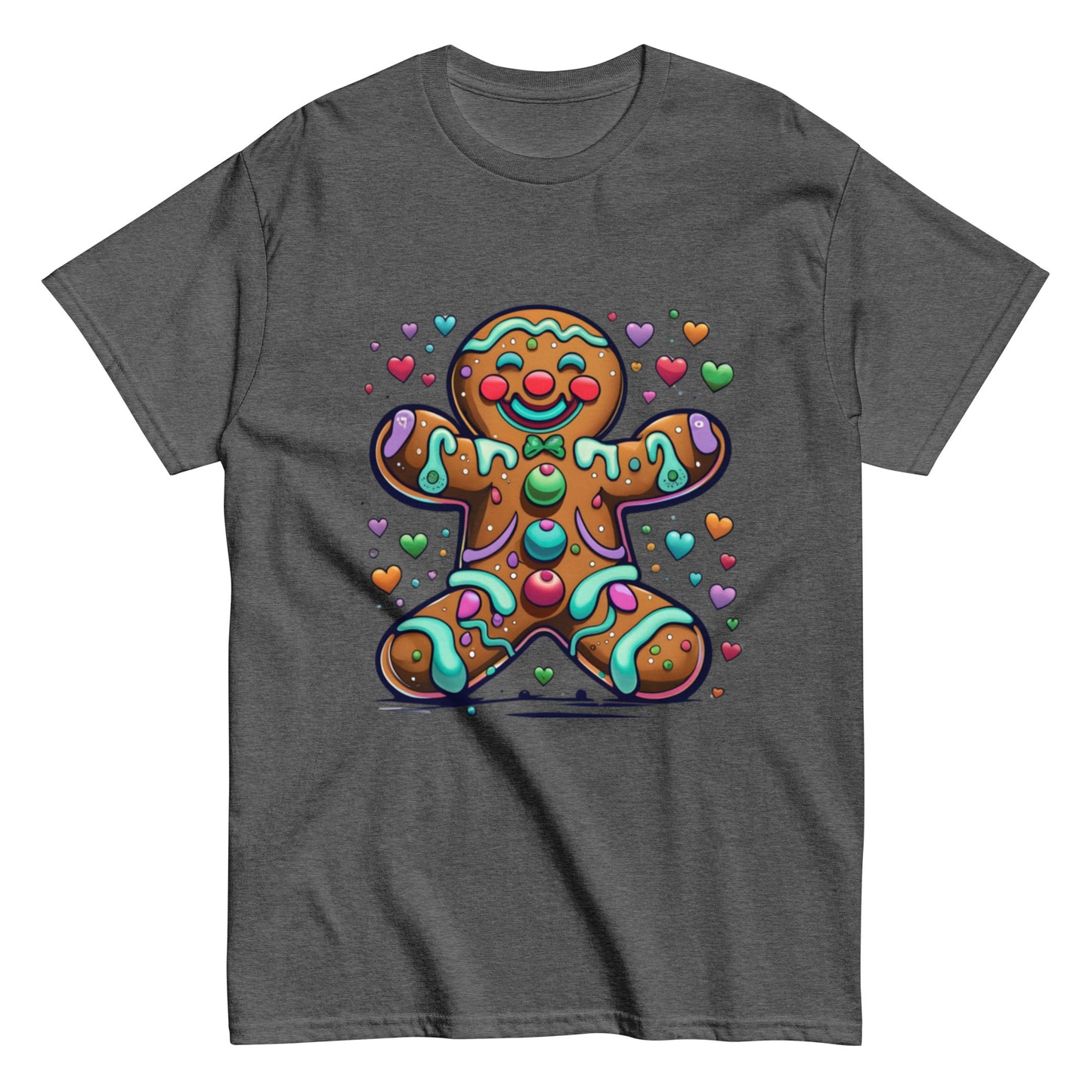 T-shirt Happy Gingerbread Man and Colorful Hearts