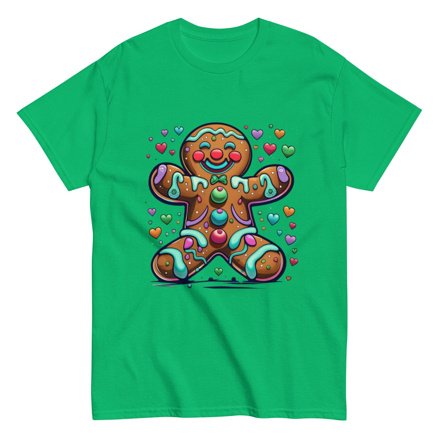 T-shirt Happy Gingerbread Man and Colorful Hearts