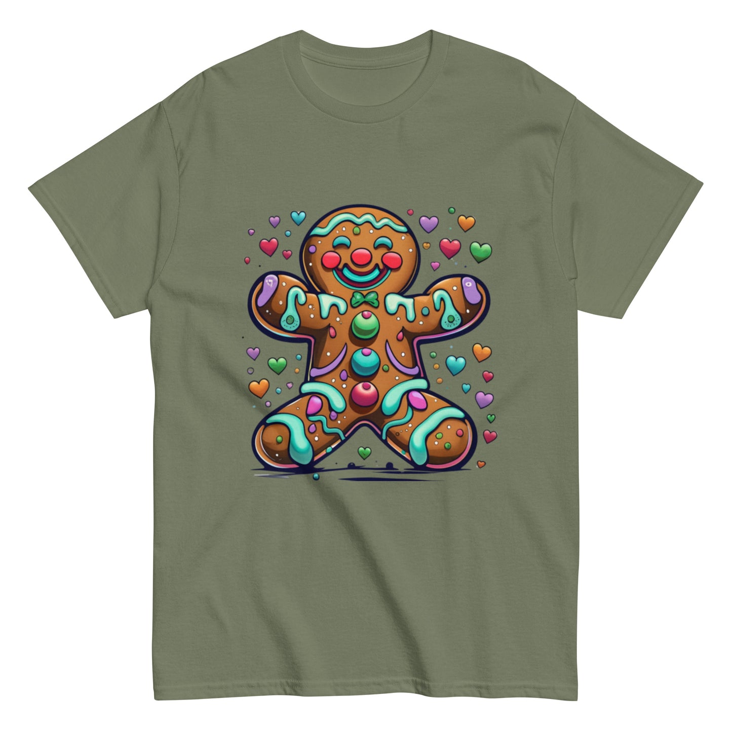 T-shirt Happy Gingerbread Man and Colorful Hearts