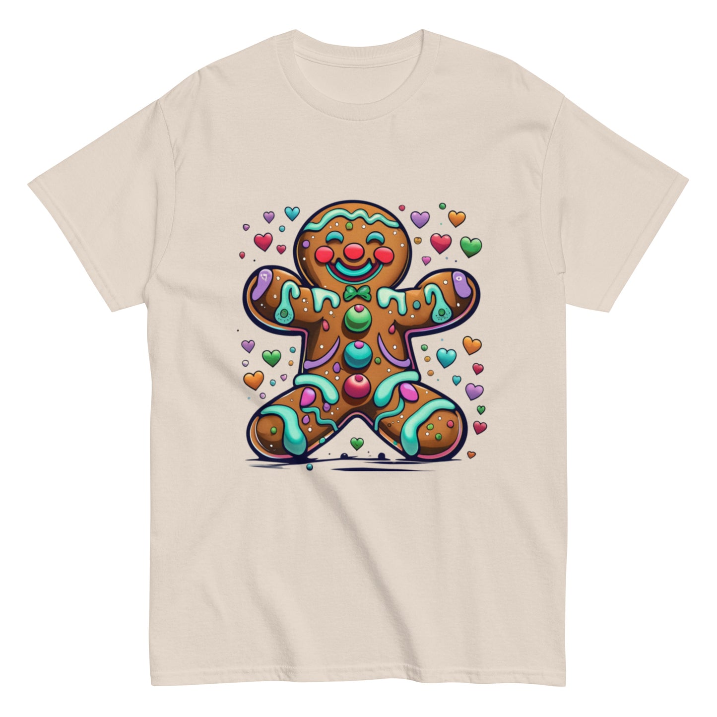 T-shirt Happy Gingerbread Man and Colorful Hearts