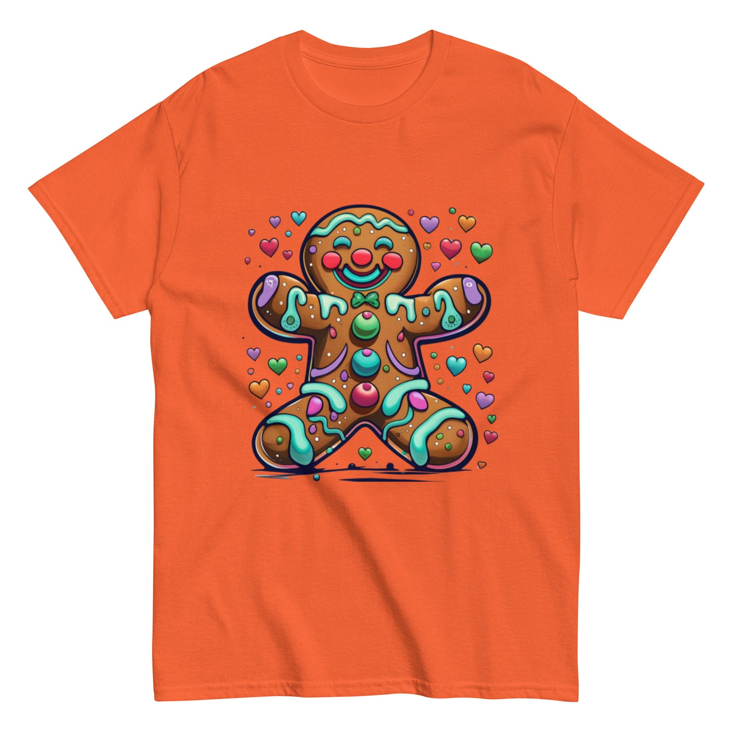 T-shirt Happy Gingerbread Man and Colorful Hearts