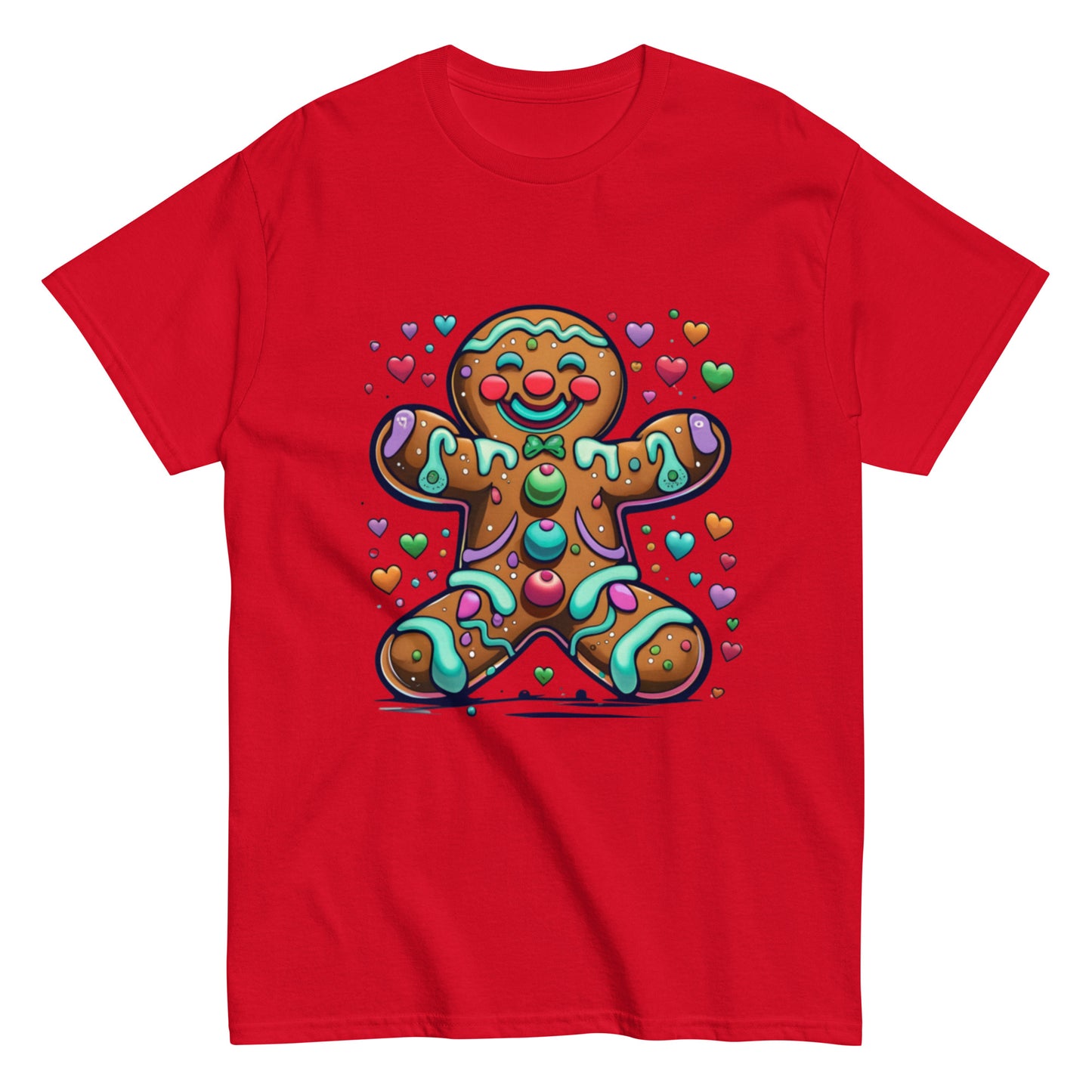 T-shirt Happy Gingerbread Man and Colorful Hearts