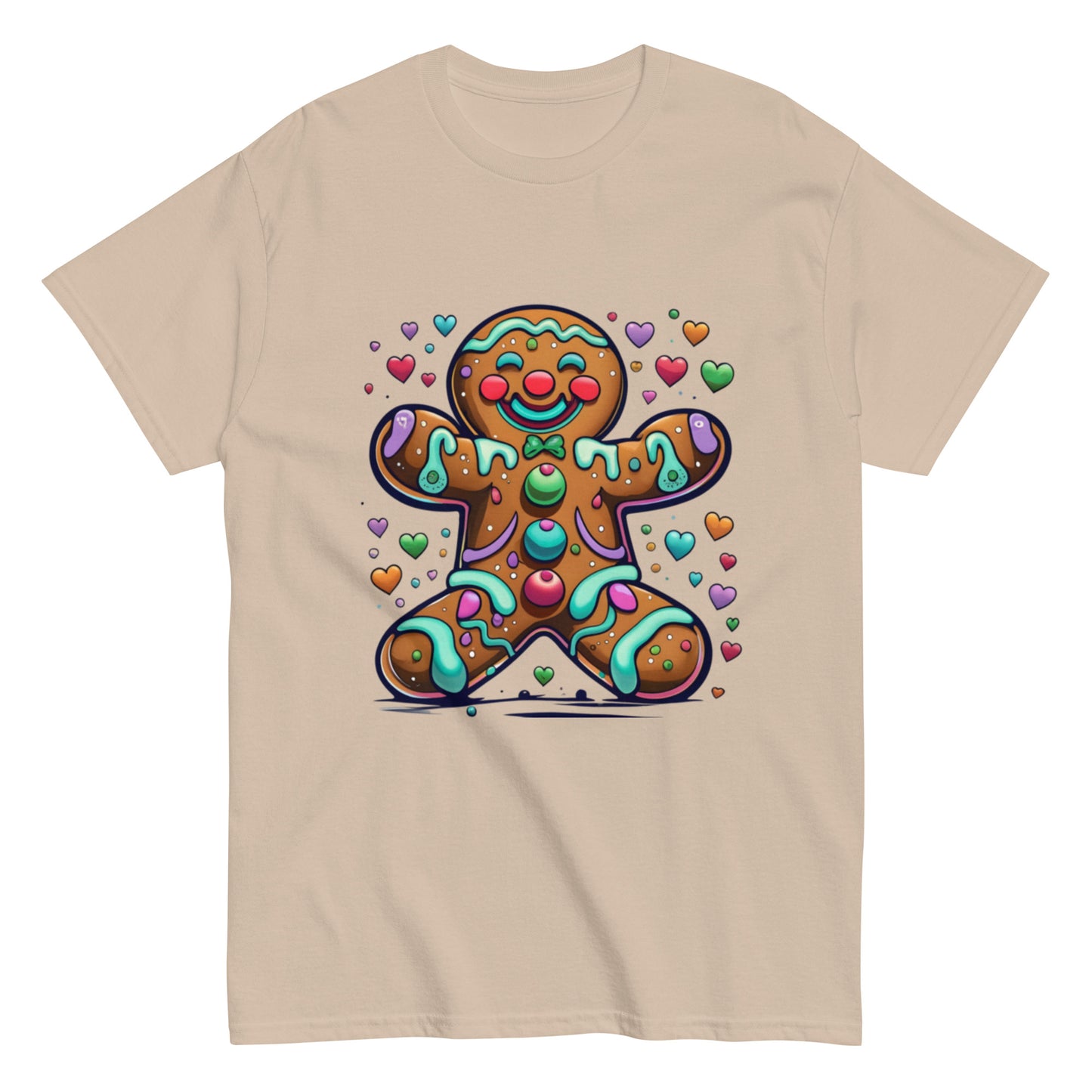 T-shirt Happy Gingerbread Man and Colorful Hearts