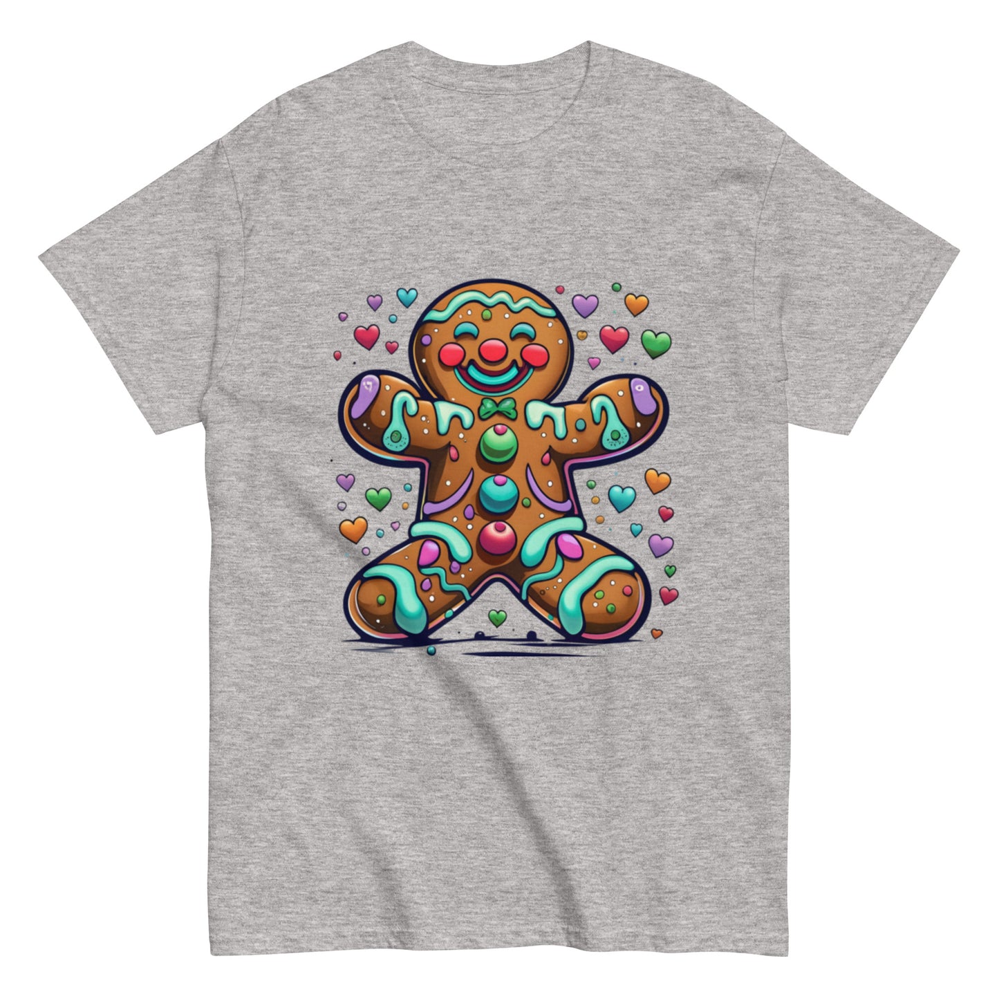 T-shirt Happy Gingerbread Man and Colorful Hearts