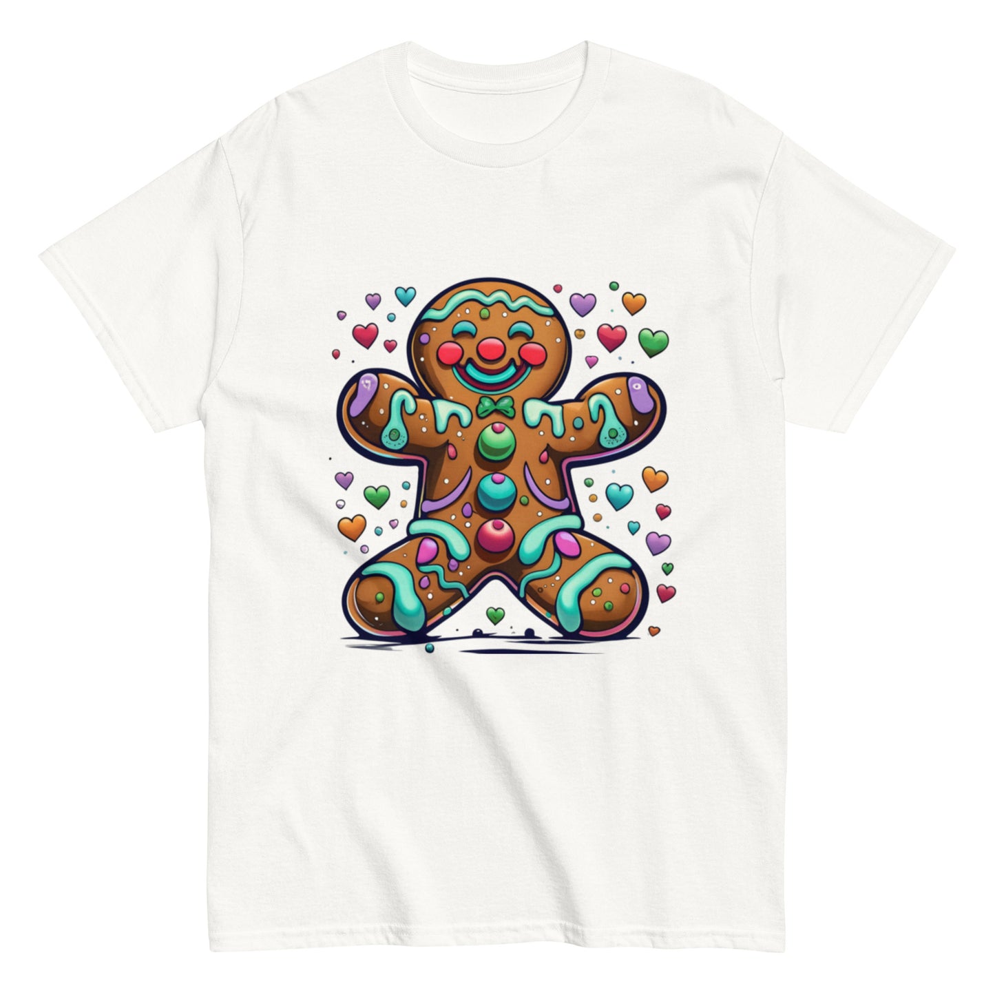 T-shirt Happy Gingerbread Man and Colorful Hearts
