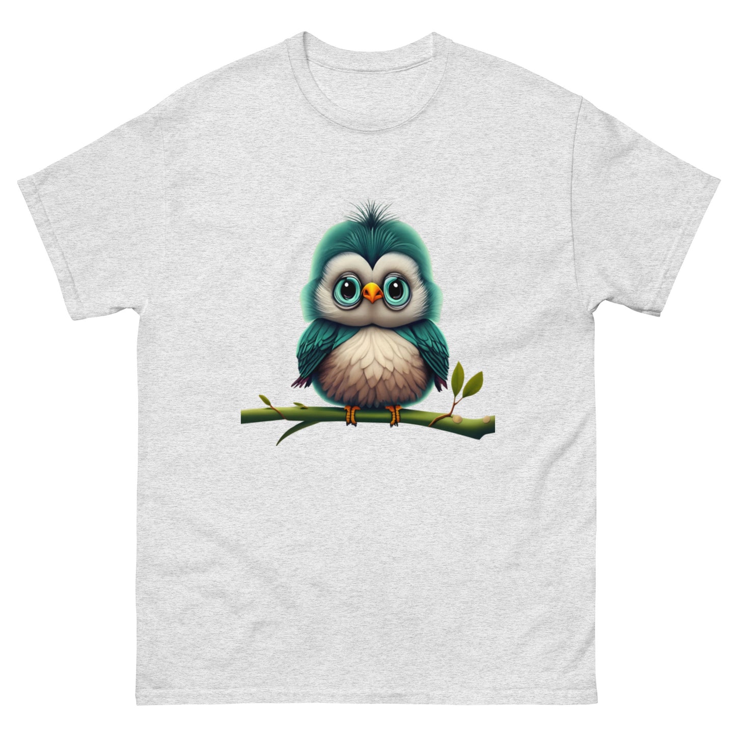 T-shirt med Motiv av En Gullig Fågel