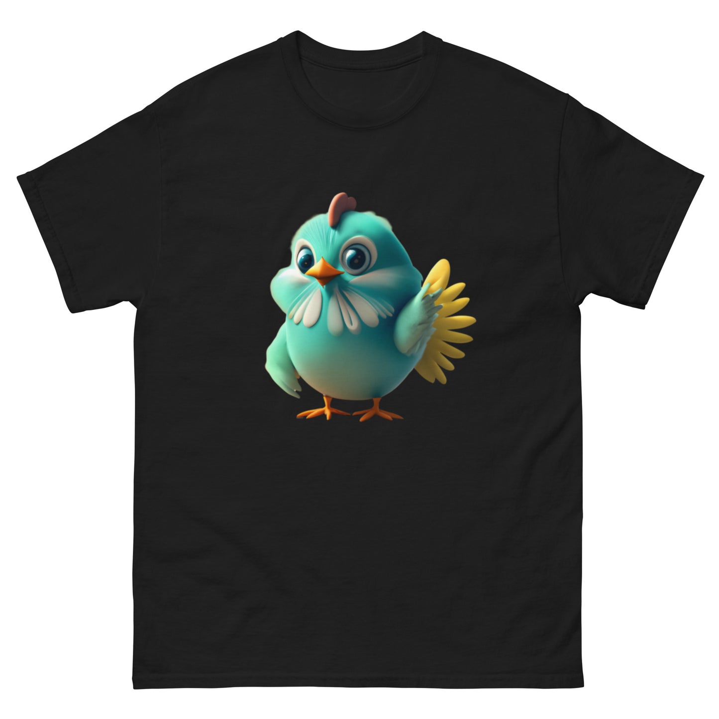 Unik Blå Animerad Kyckling T-shirt | Bekvämt Bomullsmaterial