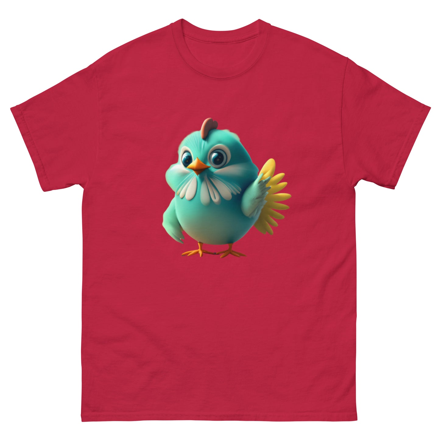 Unik Blå Animerad Kyckling T-shirt | Bekvämt Bomullsmaterial