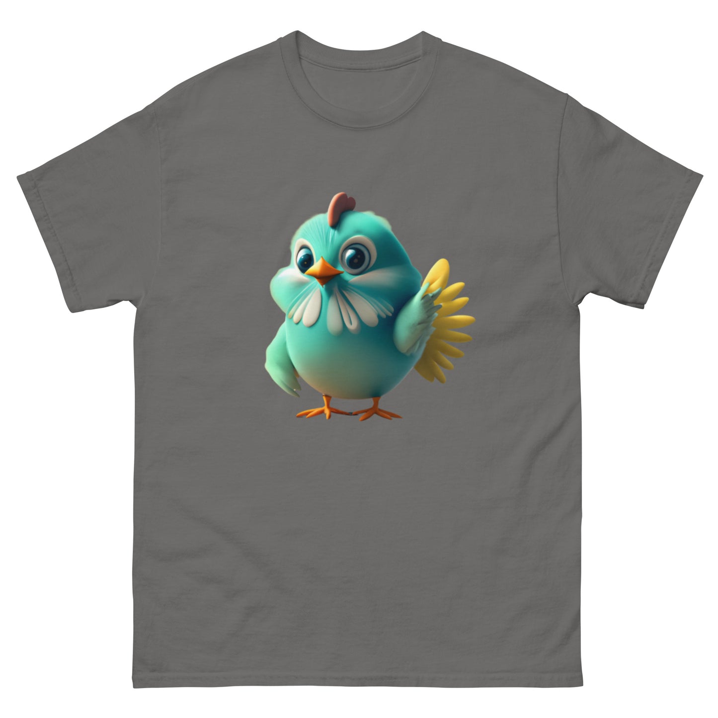 Unik Blå Animerad Kyckling T-shirt | Bekvämt Bomullsmaterial