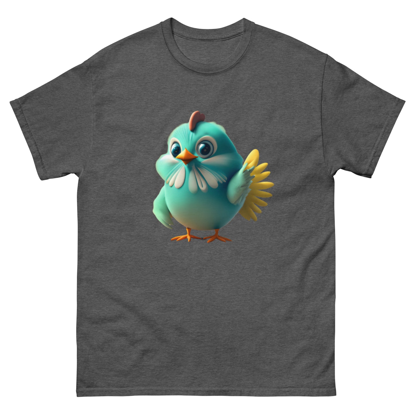 Unik Blå Animerad Kyckling T-shirt | Bekvämt Bomullsmaterial