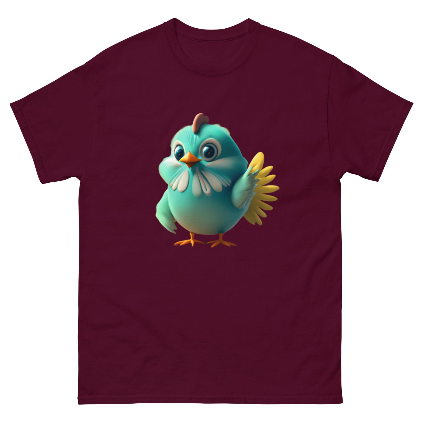 Unik Blå Animerad Kyckling T-shirt | Bekvämt Bomullsmaterial