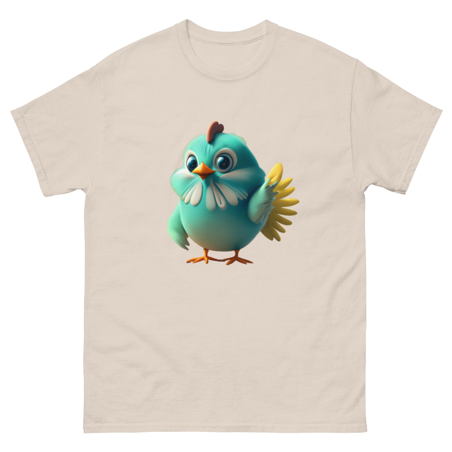 Unik Blå Animerad Kyckling T-shirt | Bekvämt Bomullsmaterial