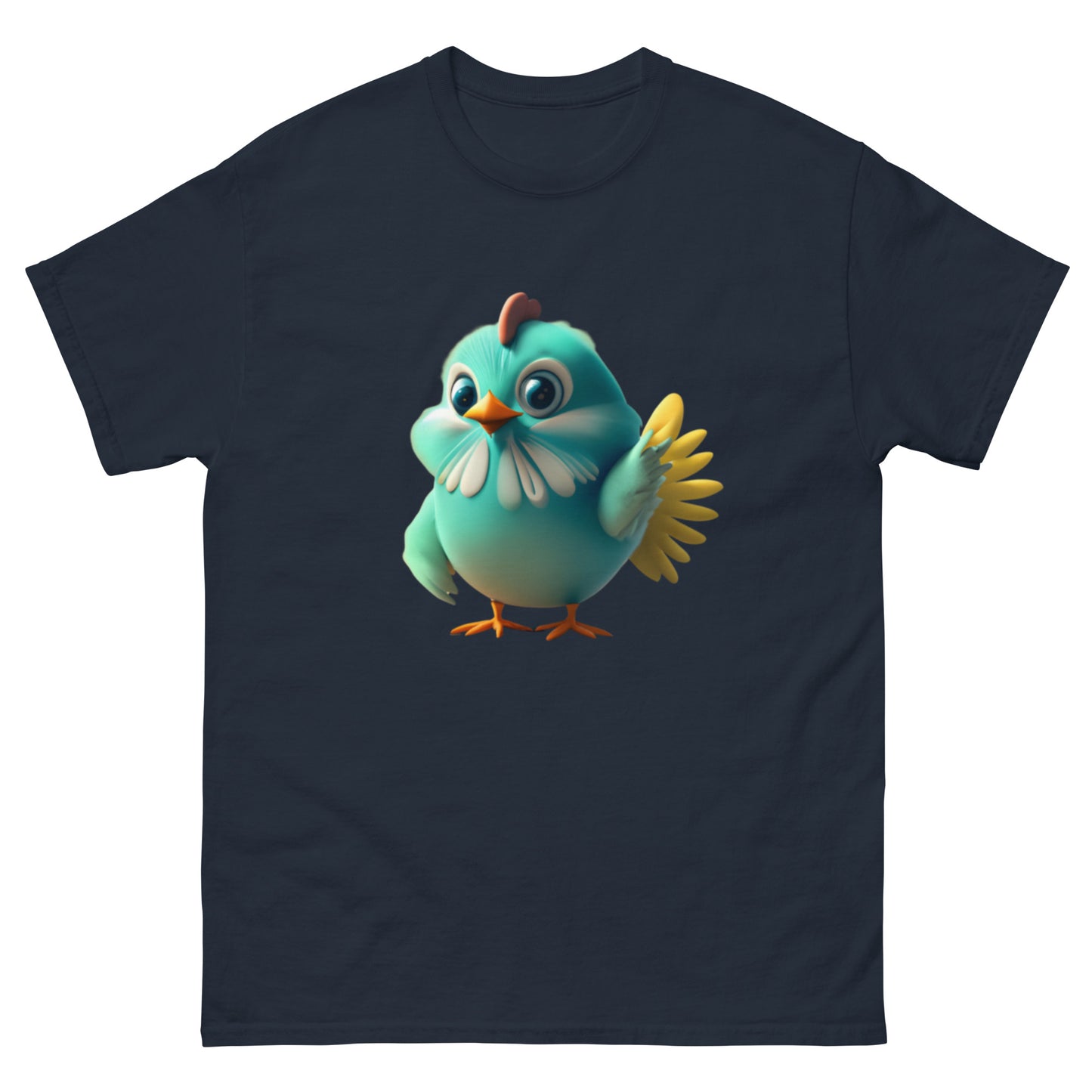 Unik Blå Animerad Kyckling T-shirt | Bekvämt Bomullsmaterial