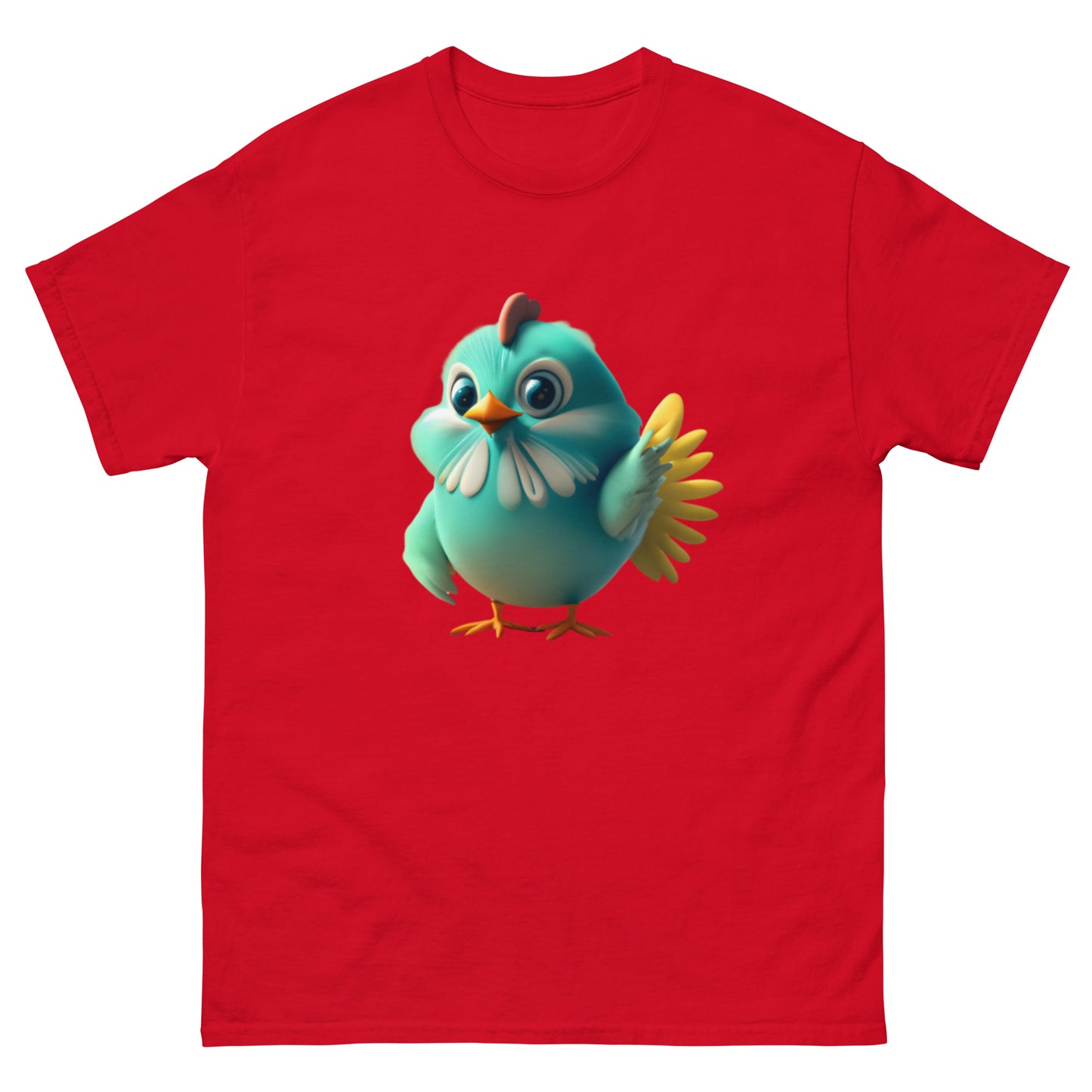 Unik Blå Animerad Kyckling T-shirt | Bekvämt Bomullsmaterial