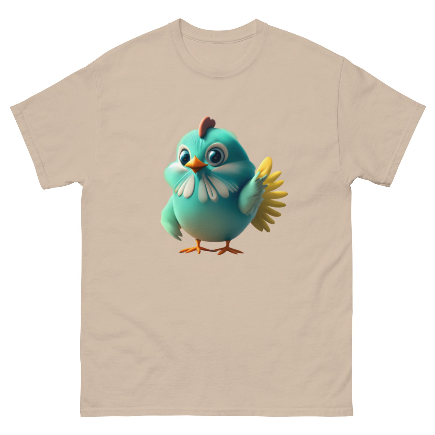 Unik Blå Animerad Kyckling T-shirt | Bekvämt Bomullsmaterial