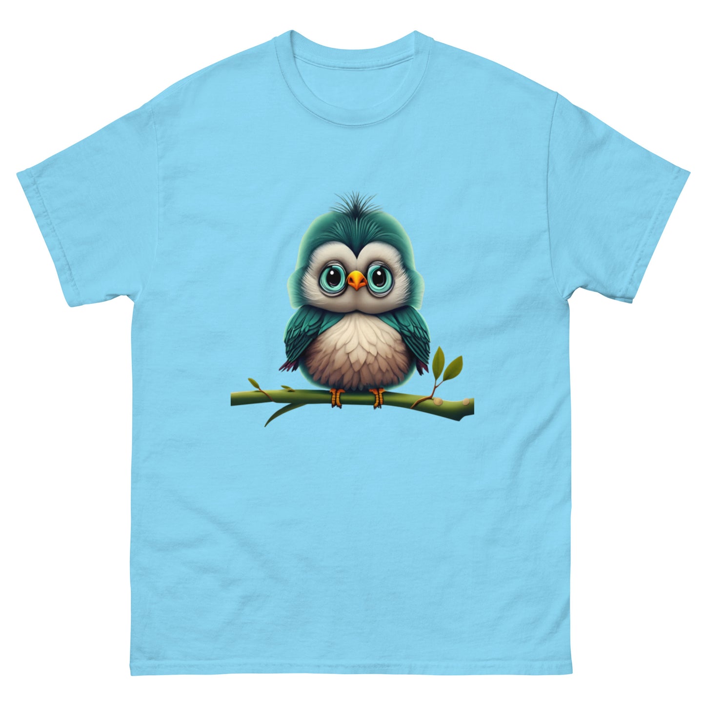 T-shirt med Motiv av En Gullig Fågel