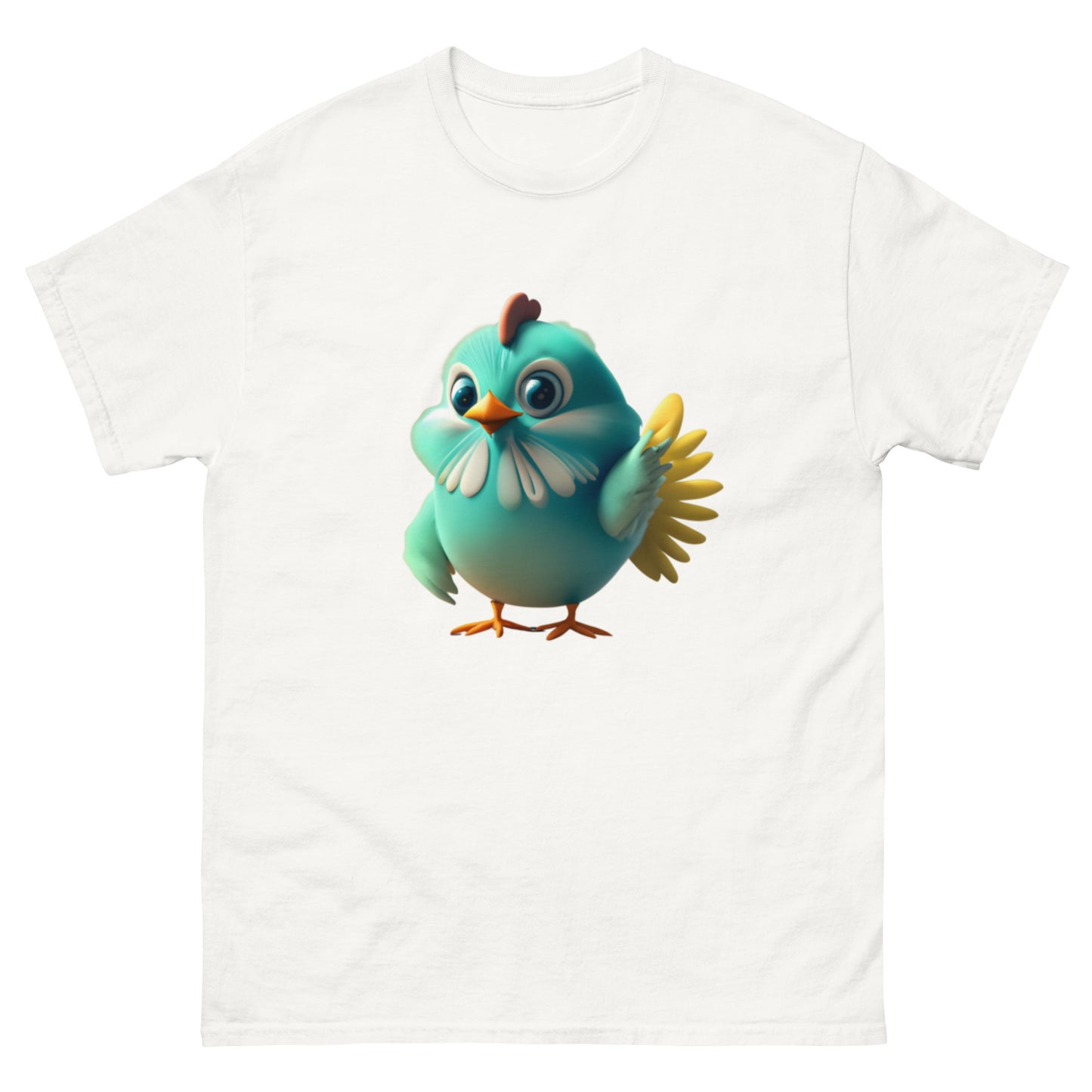 Unik Blå Animerad Kyckling T-shirt | Bekvämt Bomullsmaterial