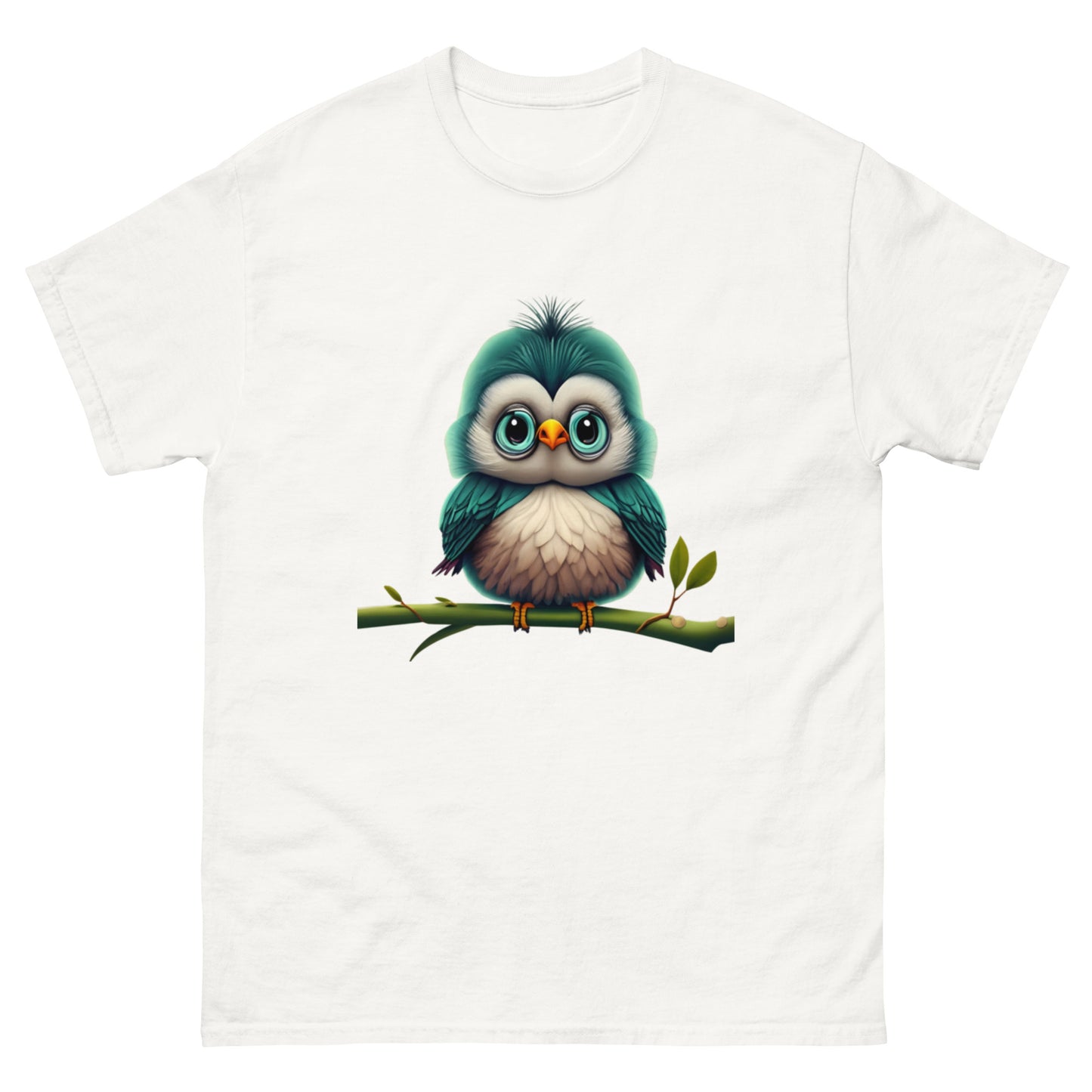 T-shirt med Motiv av En Gullig Fågel